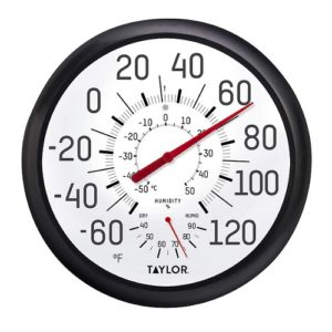 Taylor Precision Wall Thermometer and Humidity Guide - Black