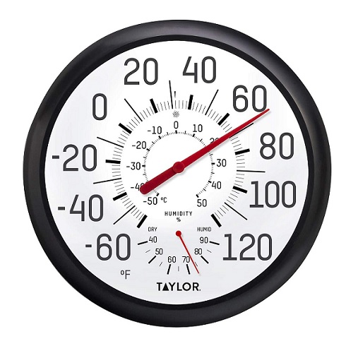 Taylor Precision Wall Thermometer and Humidity Guide - Black