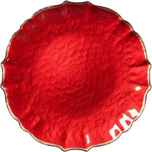 PASTEL RED GLASS CHARGER PLATE