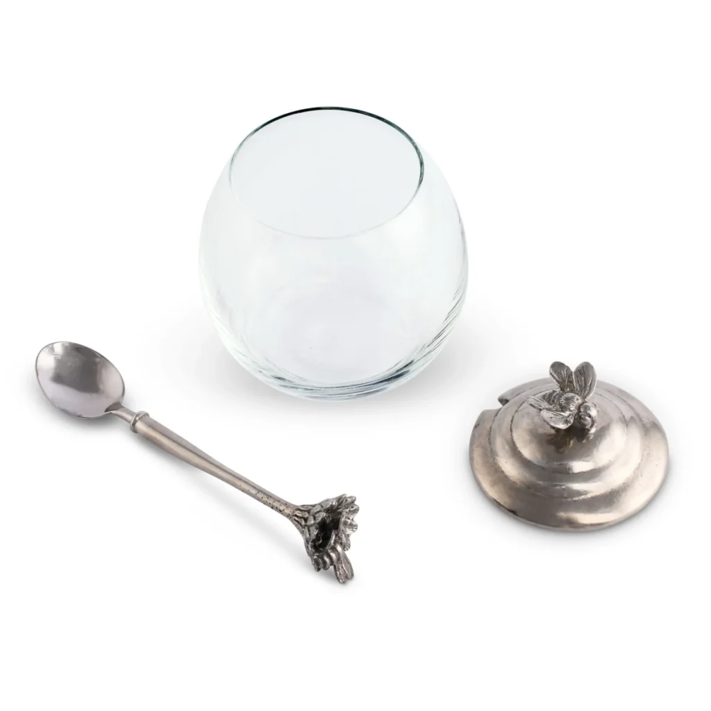 Vagabond House Bee Glass Honey Pot with Spoon2