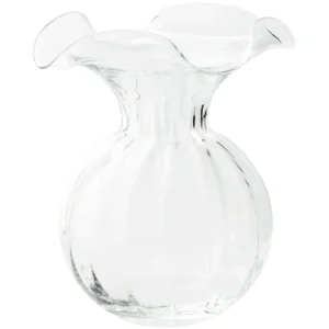 Vietri Hibiscus Glass Clear Large Fluted Vase