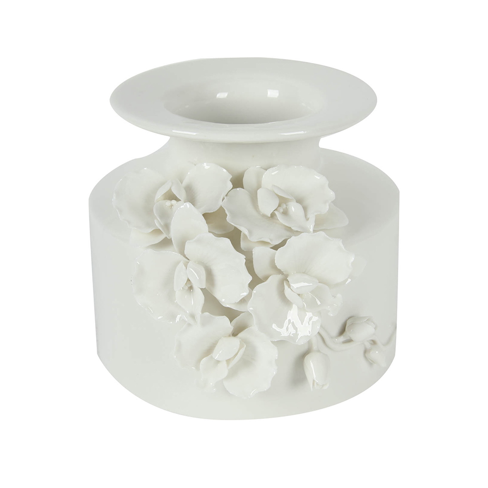 White Sculpted Flower Vase