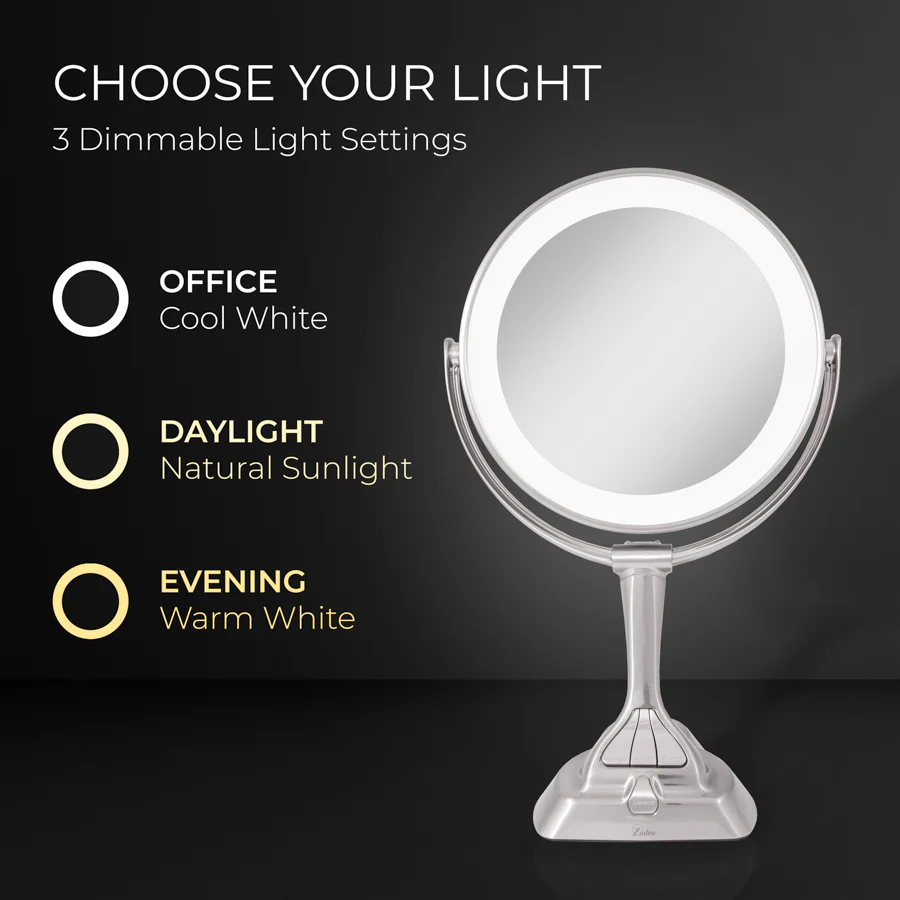 Zadro Lighted Makeup Mirror with Magnification & Smart Dim4
