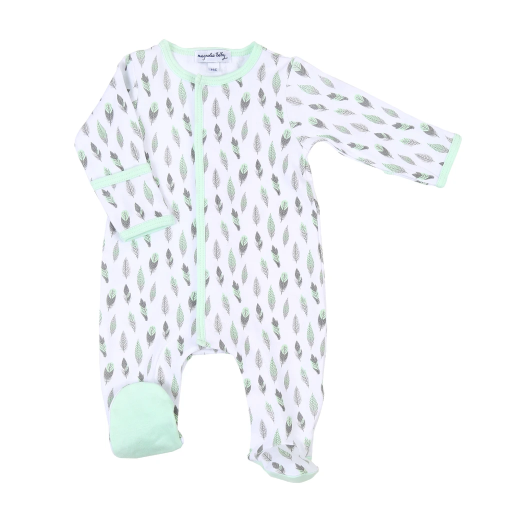 Magnolia Baby Green Feathers Footie