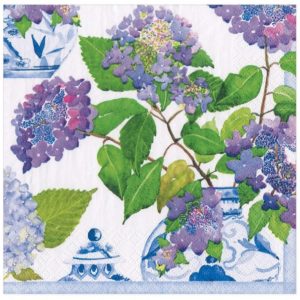 Caspari Hydrangeas & Porcelain Luncheon Napkin