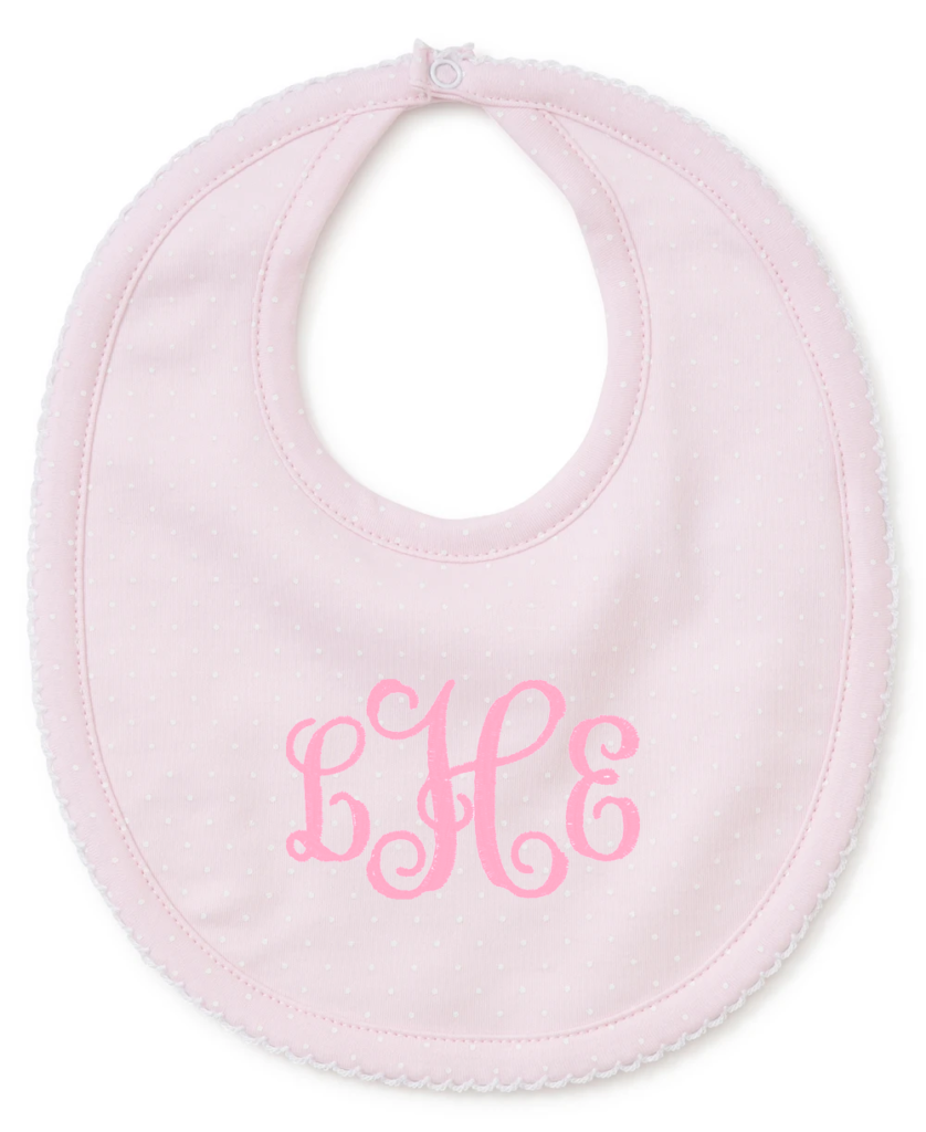 New Kissy Dots Print Bib - Pink/White