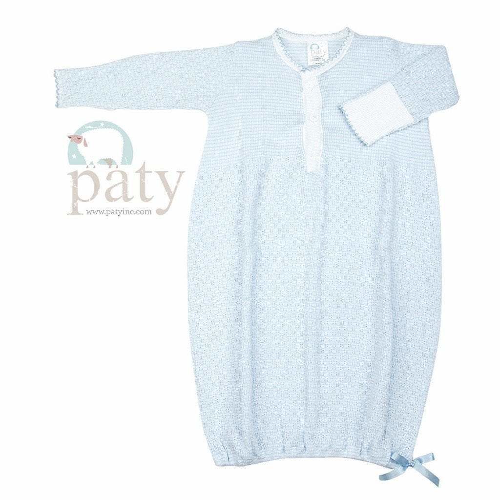 Paty Inc. Blue Long Sleeve Gown with Buttons