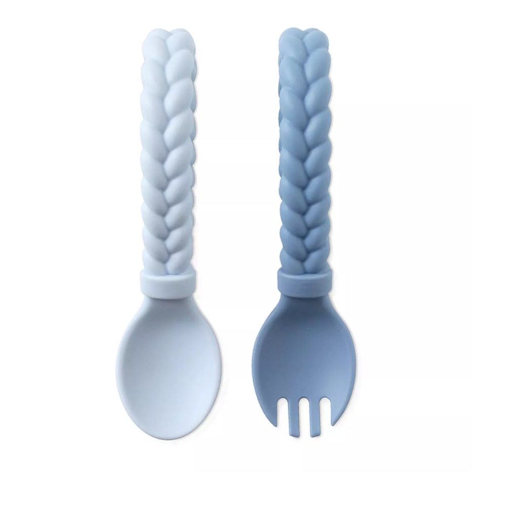 SWEETIE SILICONE BABY FORK + SPOON SET - BLUE
