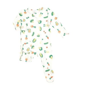 Angel Dear Healthy Greens Zip Footie White