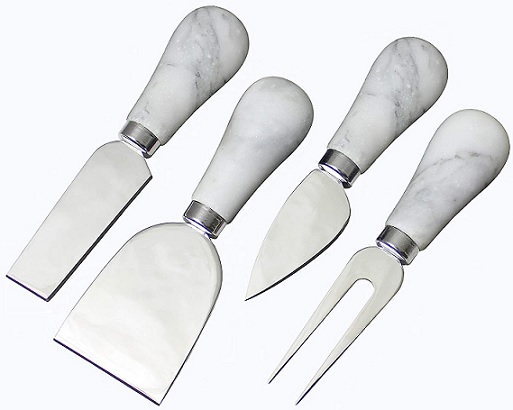 Prodyne Cheese Knife Set of 4 - White Marble Handle