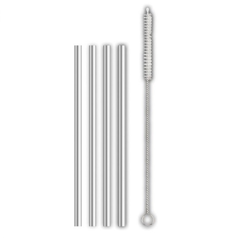 Stainless Steel Cocktail Straw With Brush Set of 4