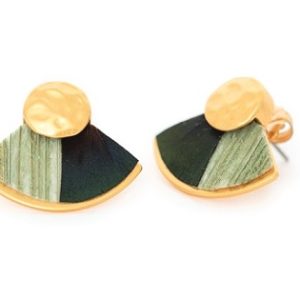 Brackish Spruce Feathered Stud Earrings