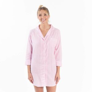 Bella Seersucker Sleep Shirt - Pink