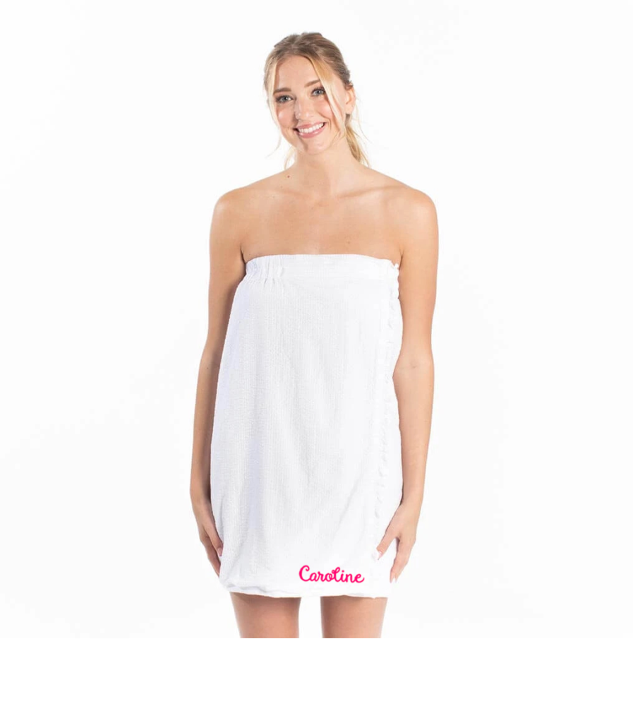 Bella Seersucker Spa Wrap - White