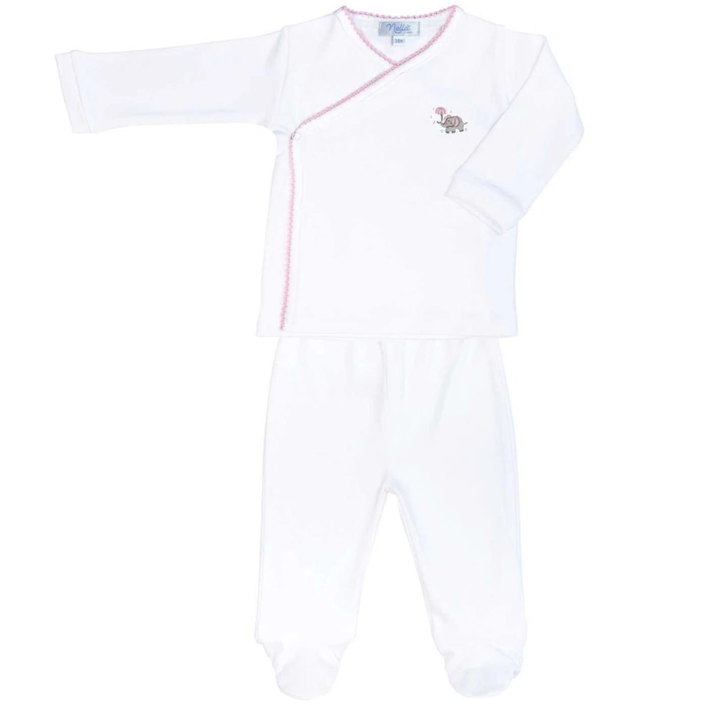 Nella Pima Rose Baby Kimono - Pink