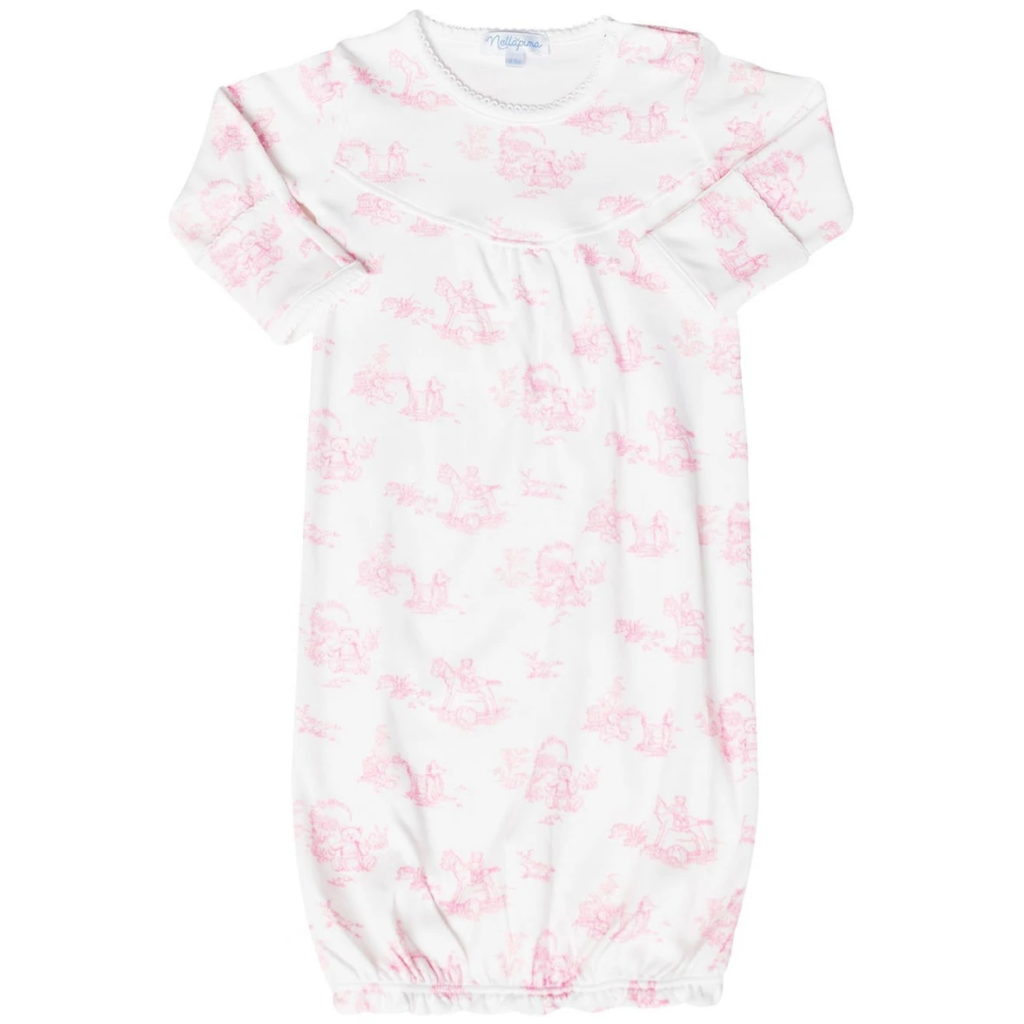 Nella Pima Toile Baby Gown - Pink