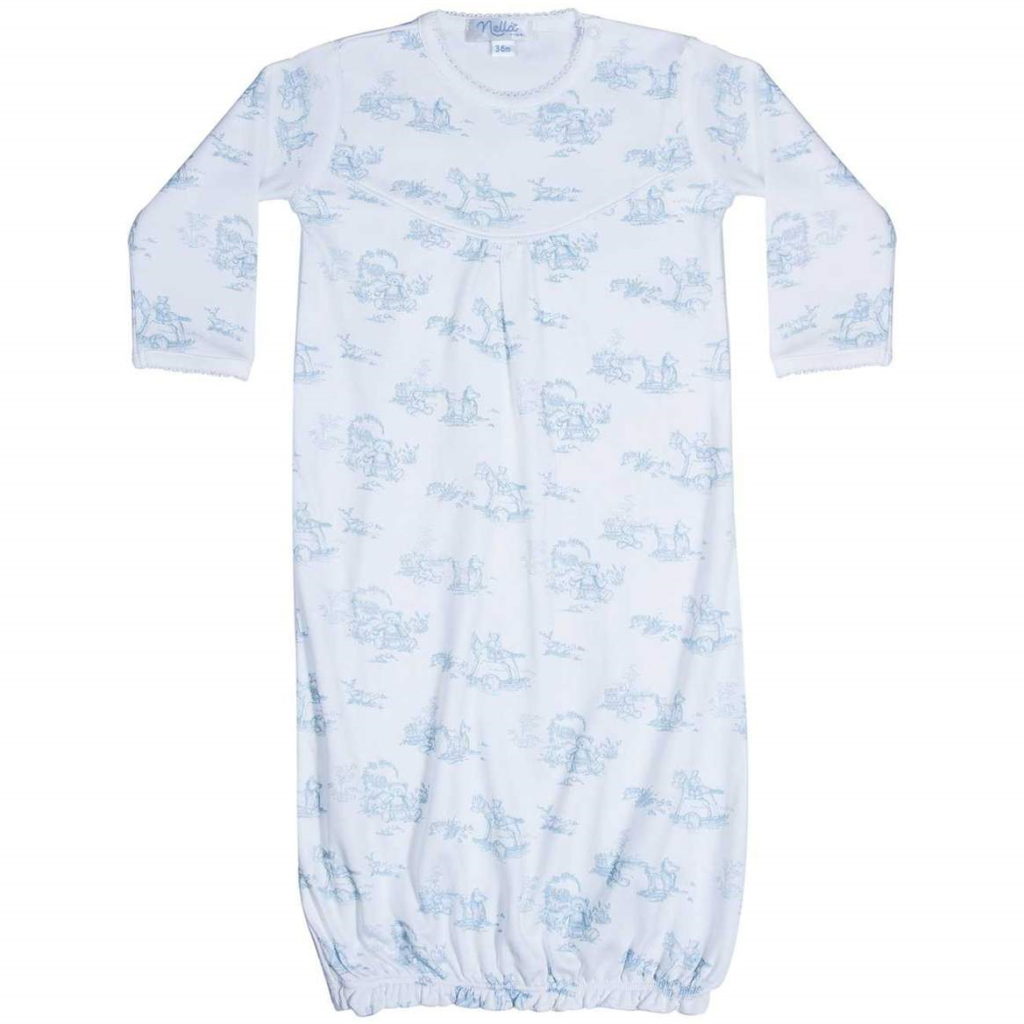 Nellapima Blue Toile Baby Gown