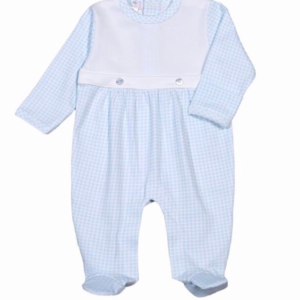 Baby Bliss Peter Two Button Blue Gingham Footie
