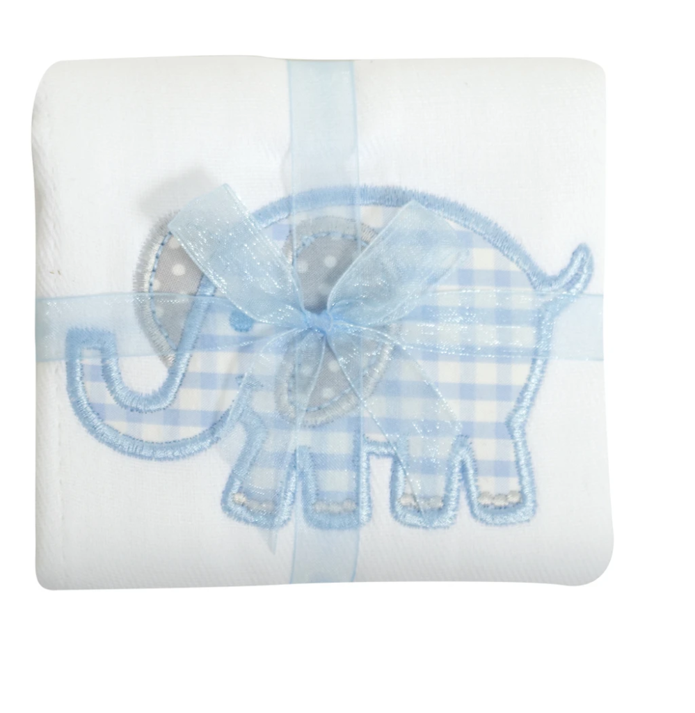 3 Martha's Blue Elephant Applique Burp Pad