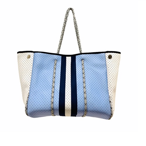 Parker & Hyde Baby Blue and Navy Stripe Tote