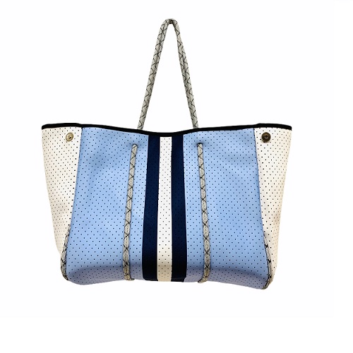 Parker & Hyde Baby Blue and Navy Stripe Tote Parker & Hyde Baby Blue and Navy Stripe Tote