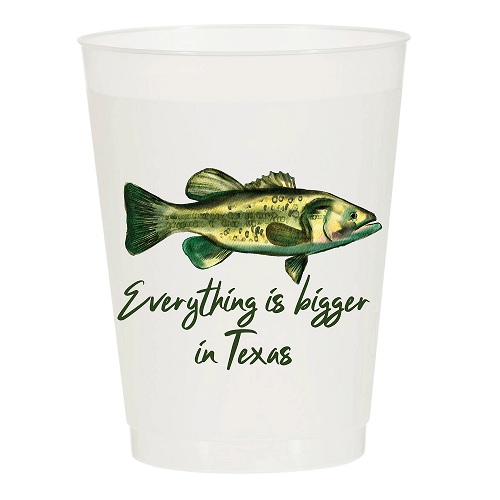 Bigger in Texas Bass Watercolor Reusable Cups - Set of 10  