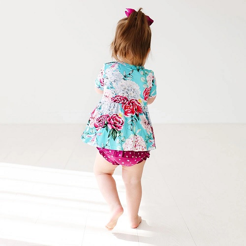 Eloise Short Sleeve Peplum Ruffled Bummie Set