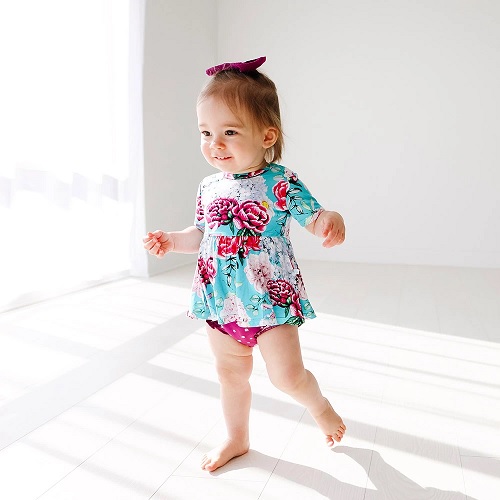 Eloise Short Sleeve Peplum Ruffled Bummie Set