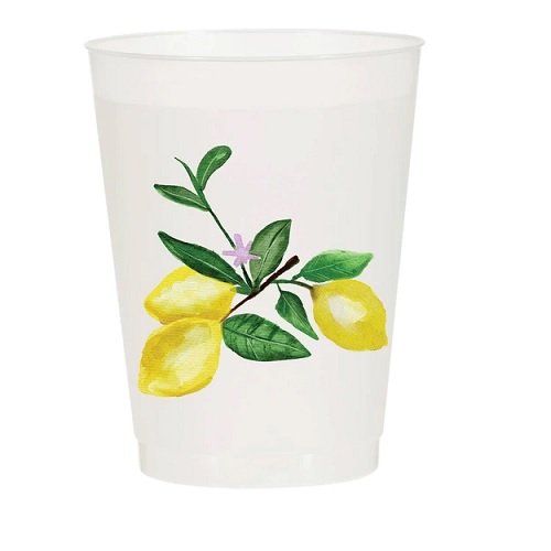 Lemons Watercolor Reusable Cups Set of 10