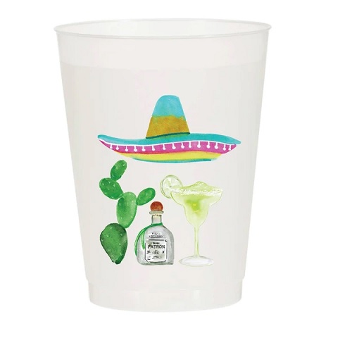Fiesta Margarita Patron Watercolor Reusable Cups - Set of 10