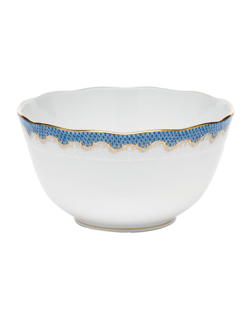 Herend Fish Scale Blue Round Bowl