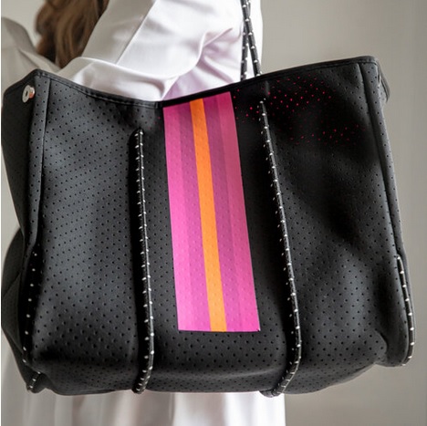Parker & Hyde Black And Pink Stripe Tote