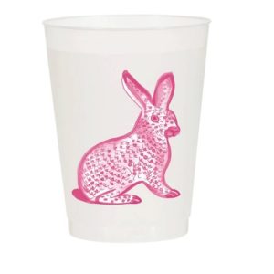 Herend Bunny (Pink) Watercolor Reusable Cups - Set of 10