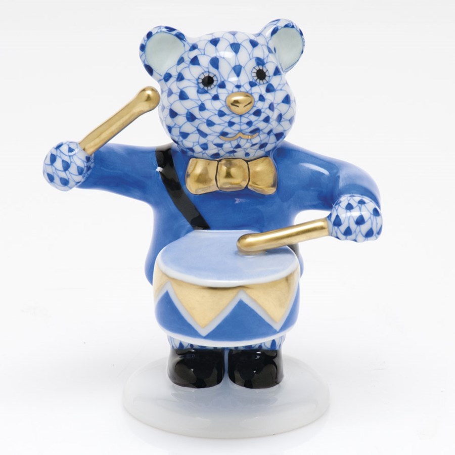 Herend Little Drummer Bear - Blue