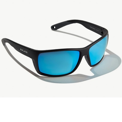 Bales Beach Black Blue Lens Matte Sunglasses