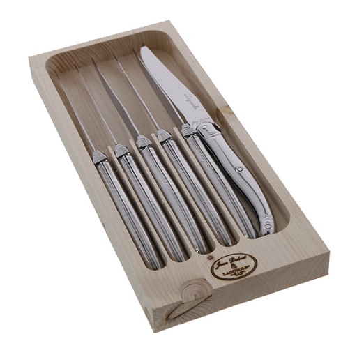 Jean Dubost 6 Steak Knives with Stainless Steel Handles in Tray