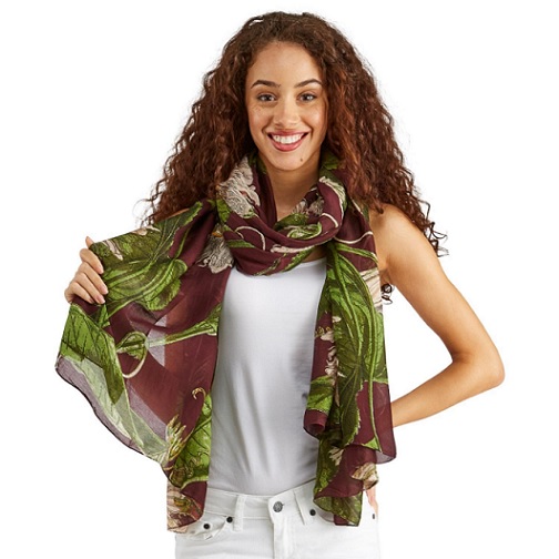 Passion Flower Burgundy Scarf - Viscose/Modal