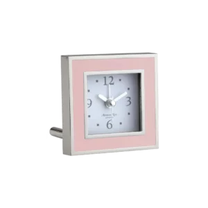 Addison Ross Pink Enamel Square Alarm Clock
