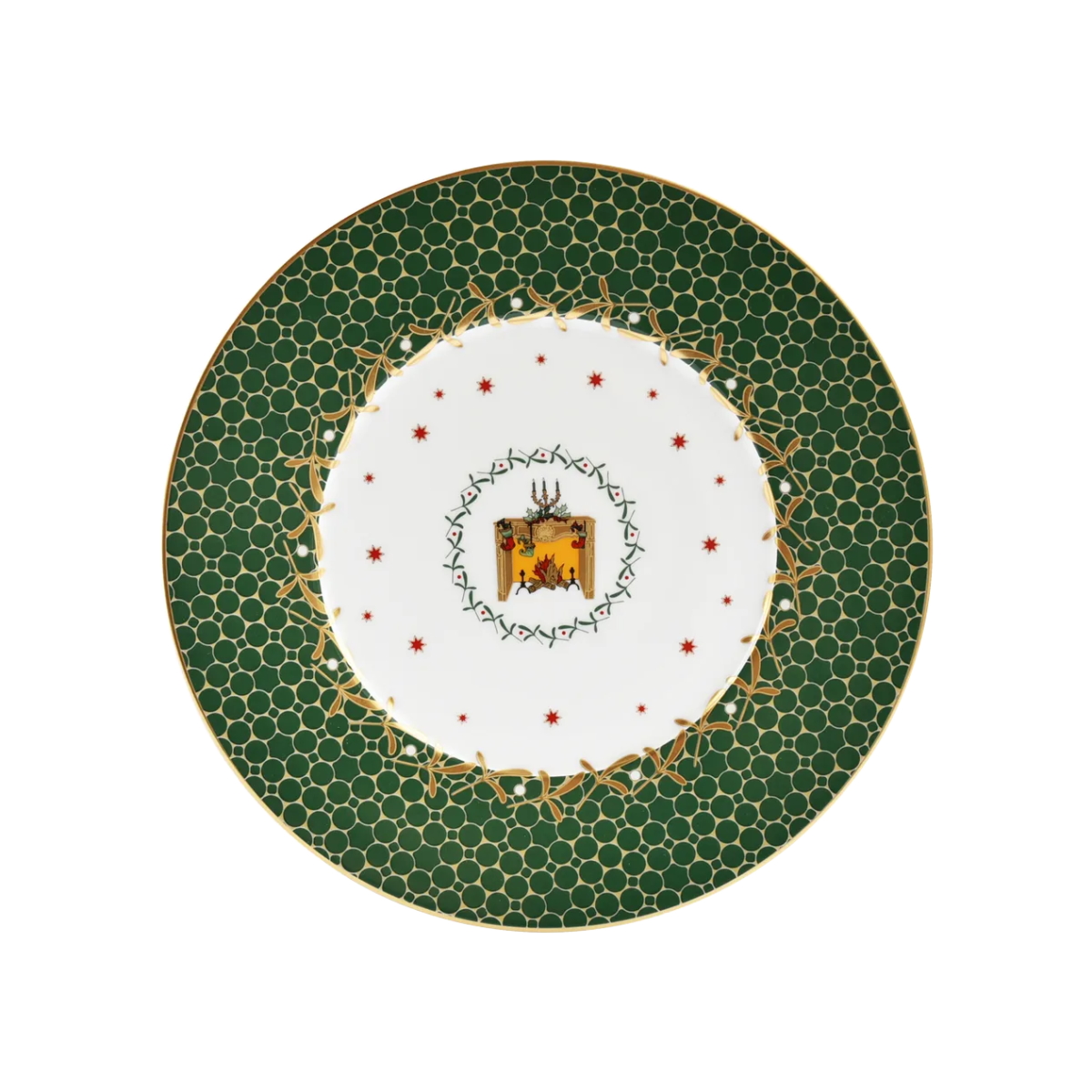 Bernardaud Noël Green Salad Plate with Fireplace
