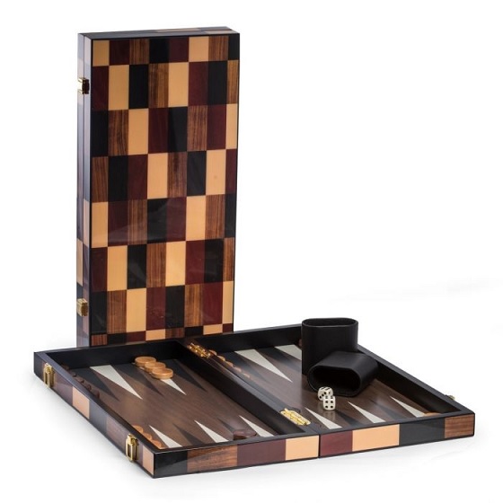 Bey Berk 18" Backgammon Set with Multi-Color Wood Inlay