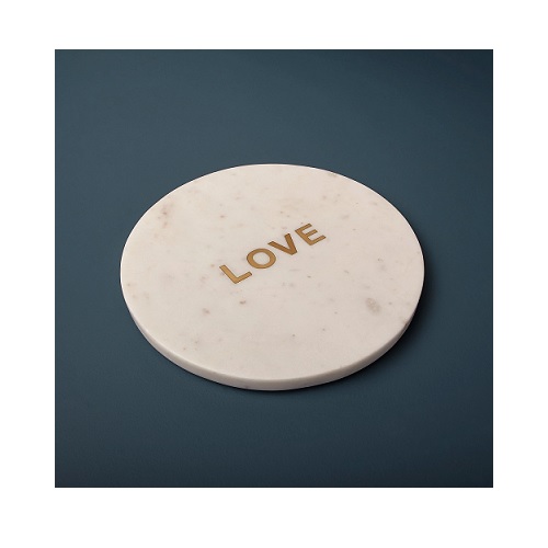 White Marble & Gold “Love” Round Board