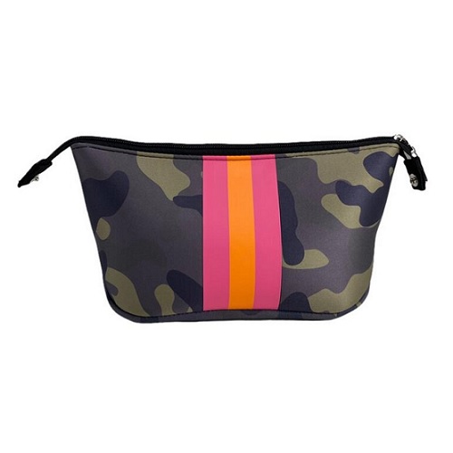 Parker & Hyde Camo and Coral/Peach Stripe Cosmetic Bag