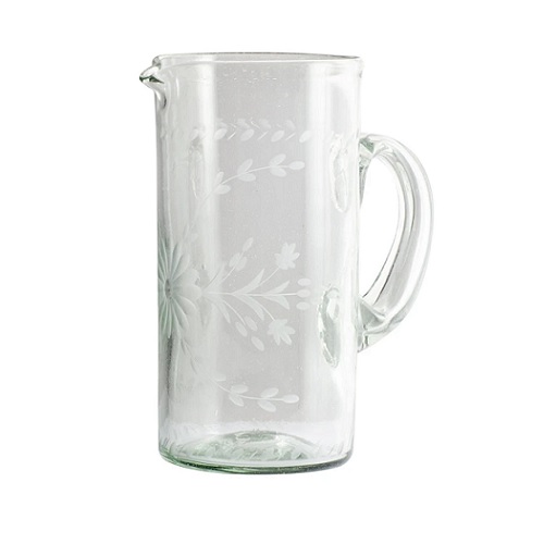 Rose Ann Hall Designs Condessa Hand-Etched Tall Pitcher - Clear