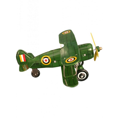 Alexander Taron Collectible Tin Toy - Green Curtis Biplane