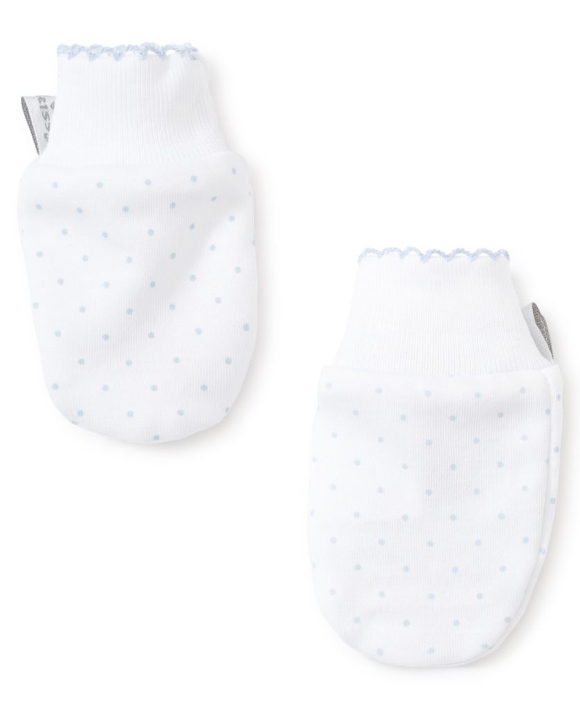 Kissy Kissy White with Blue Dots Mittens
