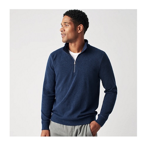Faherty Legend Quarter Zip Sweater Navy Twill Berings