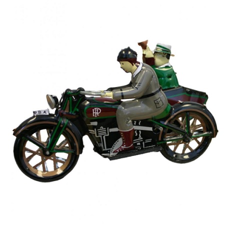 Alexander Taron Collectible Tin Toy - Motorcycle with Passenger in Sidecar