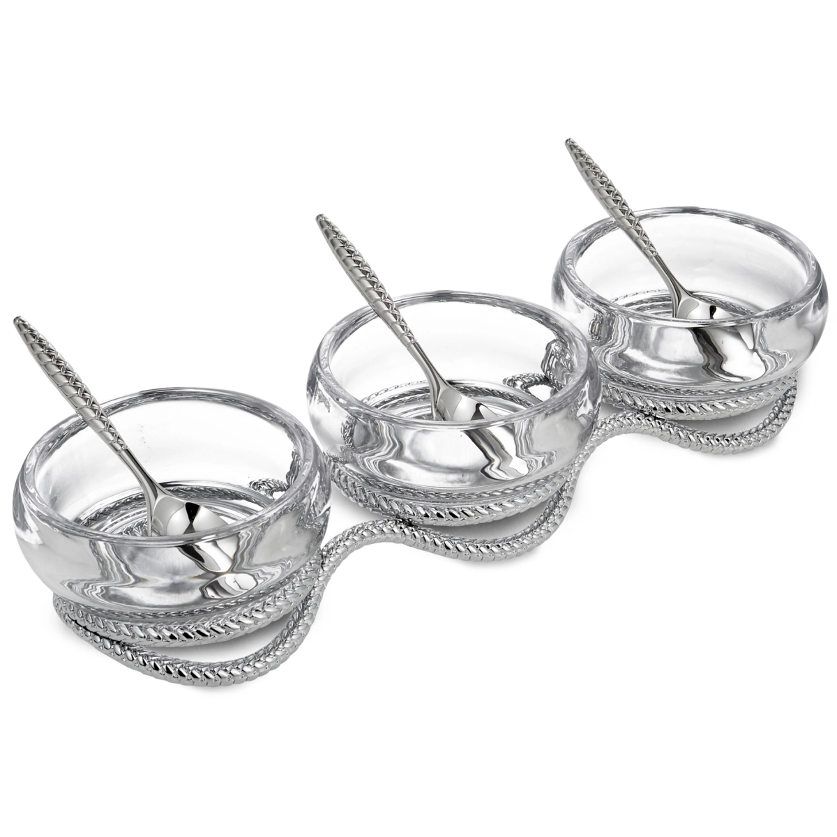 Nambé Braid Triple Condiment Set with Spoons