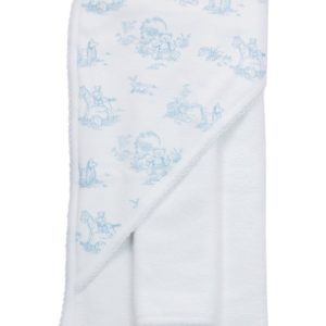 Nella Pima Blue Toile Hooded Towel