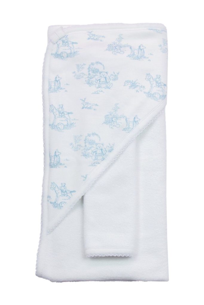 Nella Pima Blue Toile Hooded Towel